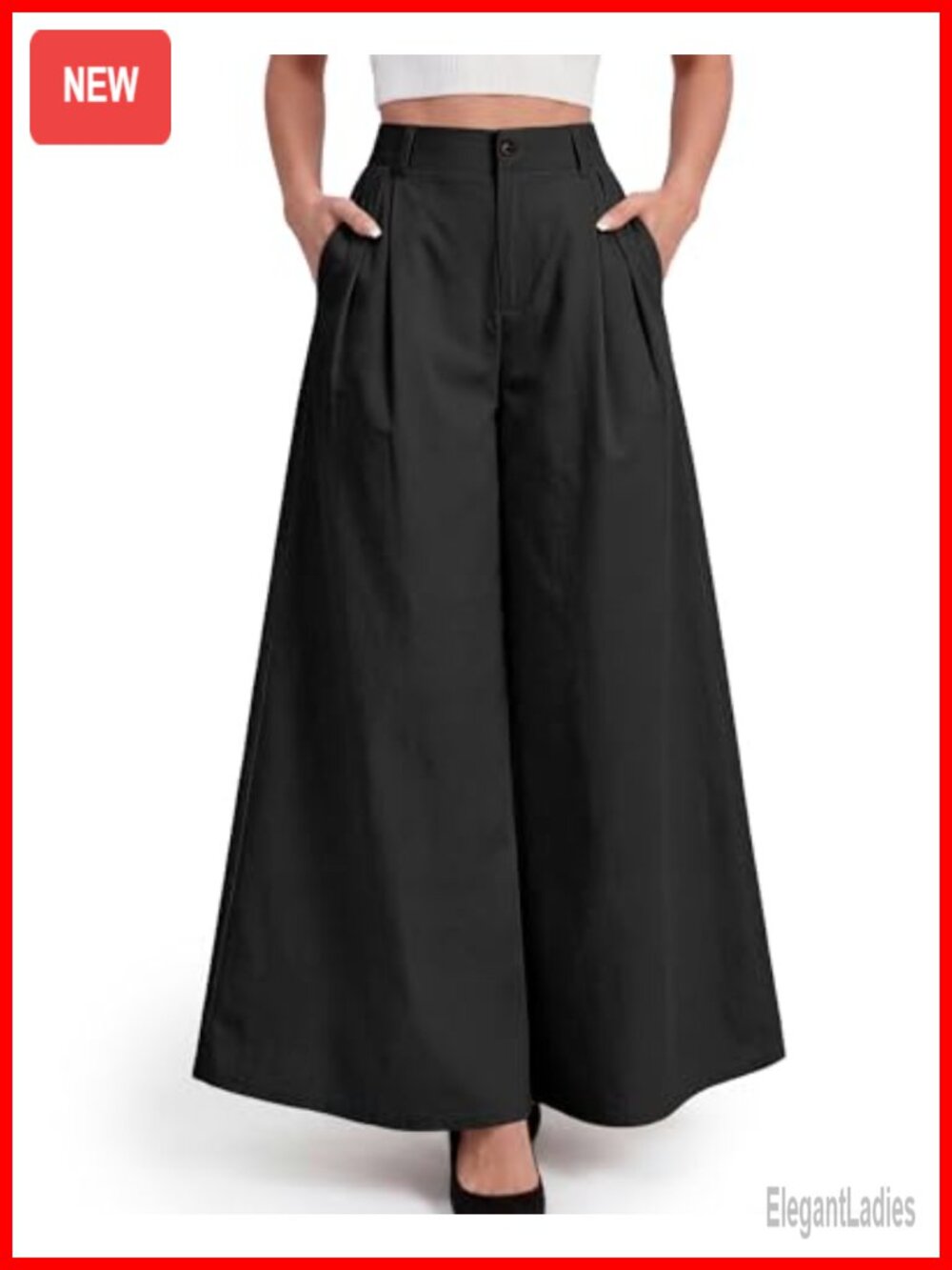 High Waisted Wide Leg Palazzo Pants Pleated Front Business Casual